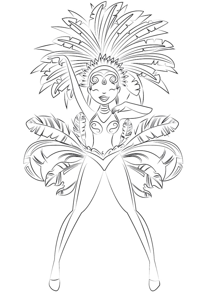 Carnival Dancer In Brazil Coloring Page