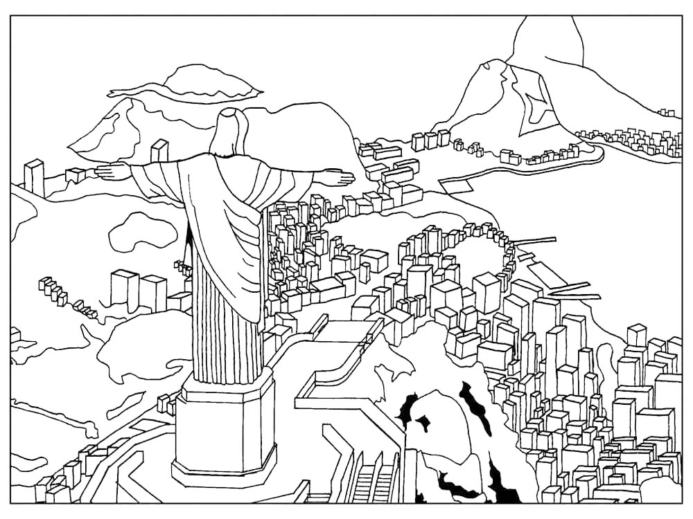 Christ The Redeemer Brazil Coloring Page