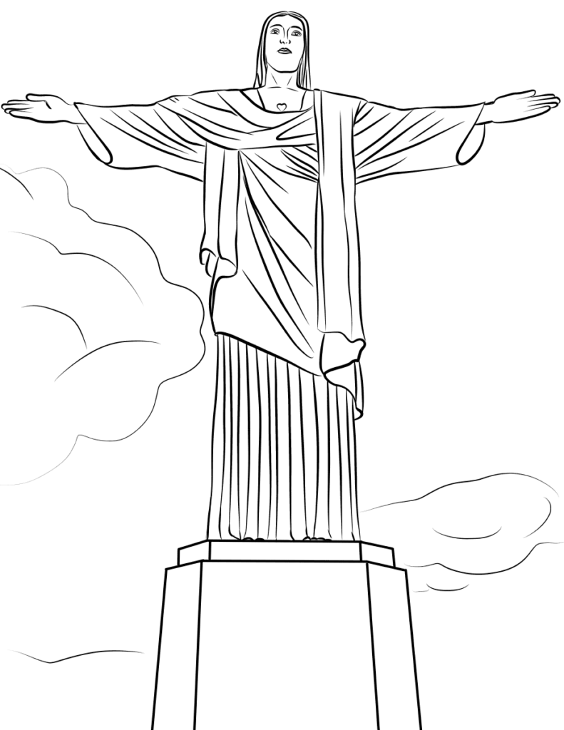 Christ The Redeemer Statue Coloring Page