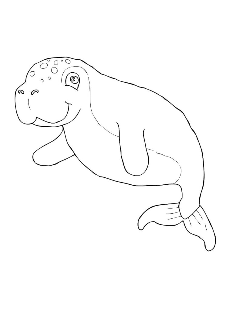 Cute Dugong Coloring Page