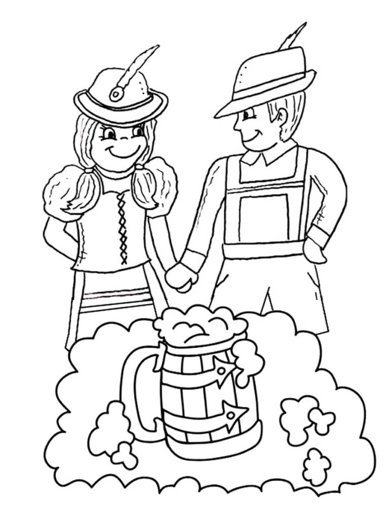 Cute German Couple Coloring Page