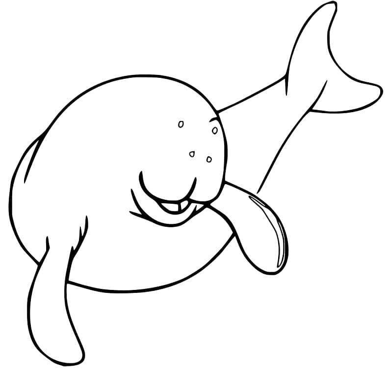 Cute Sea Cow Dugong Coloring Pages