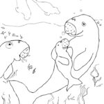 Dugong Family Coloring Page