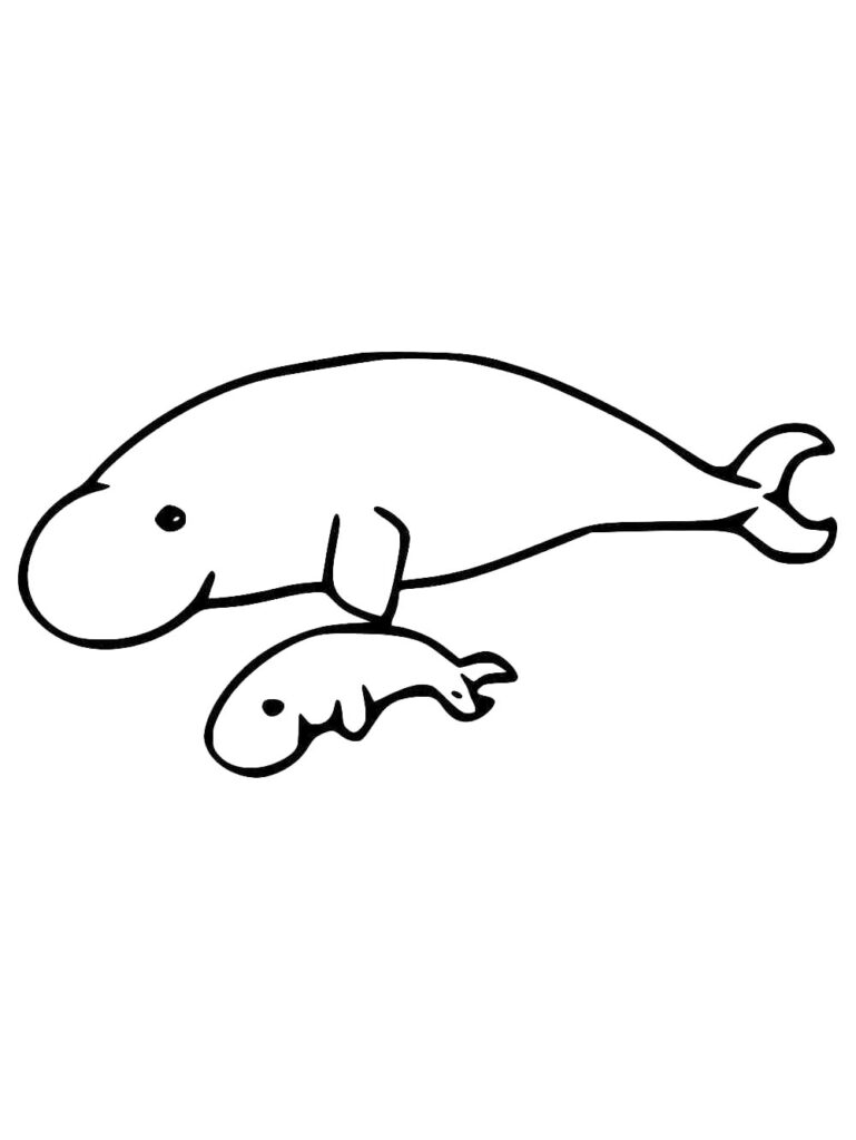 Dugong Mother And Baby Coloring Page