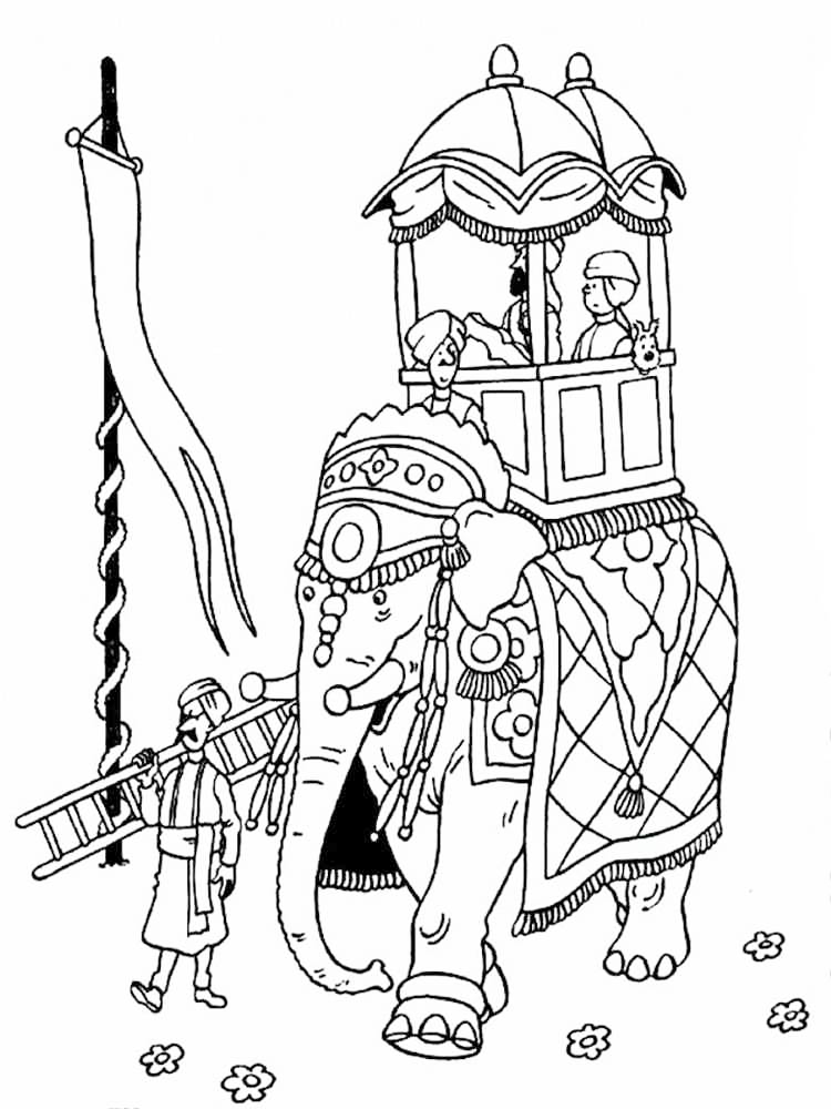 Elephant Ride India Coloring Page