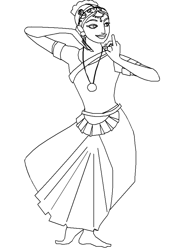 Female Dancer India Coloring Page