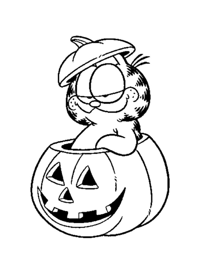 Garfield In Jack O Lantern Coloring Page