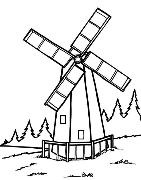German Windmill Coloring Page