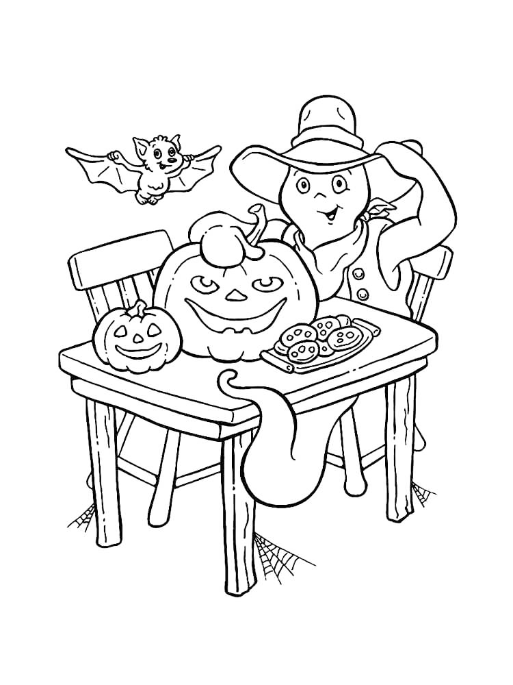 Ghost And Jack O Lantern Coloring Page