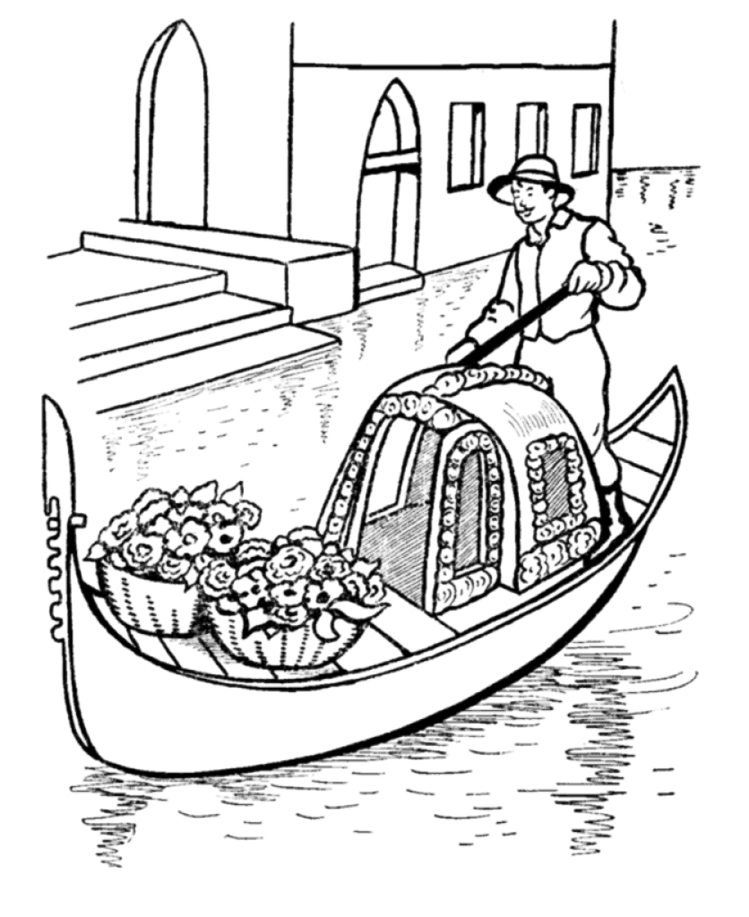 Gondola In Venice Coloring Page