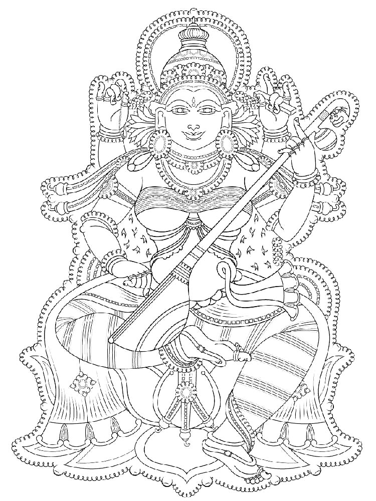 Hindu Goddess Coloring Page