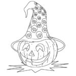 Jack O Lantern In Cute Hat Coloring Page