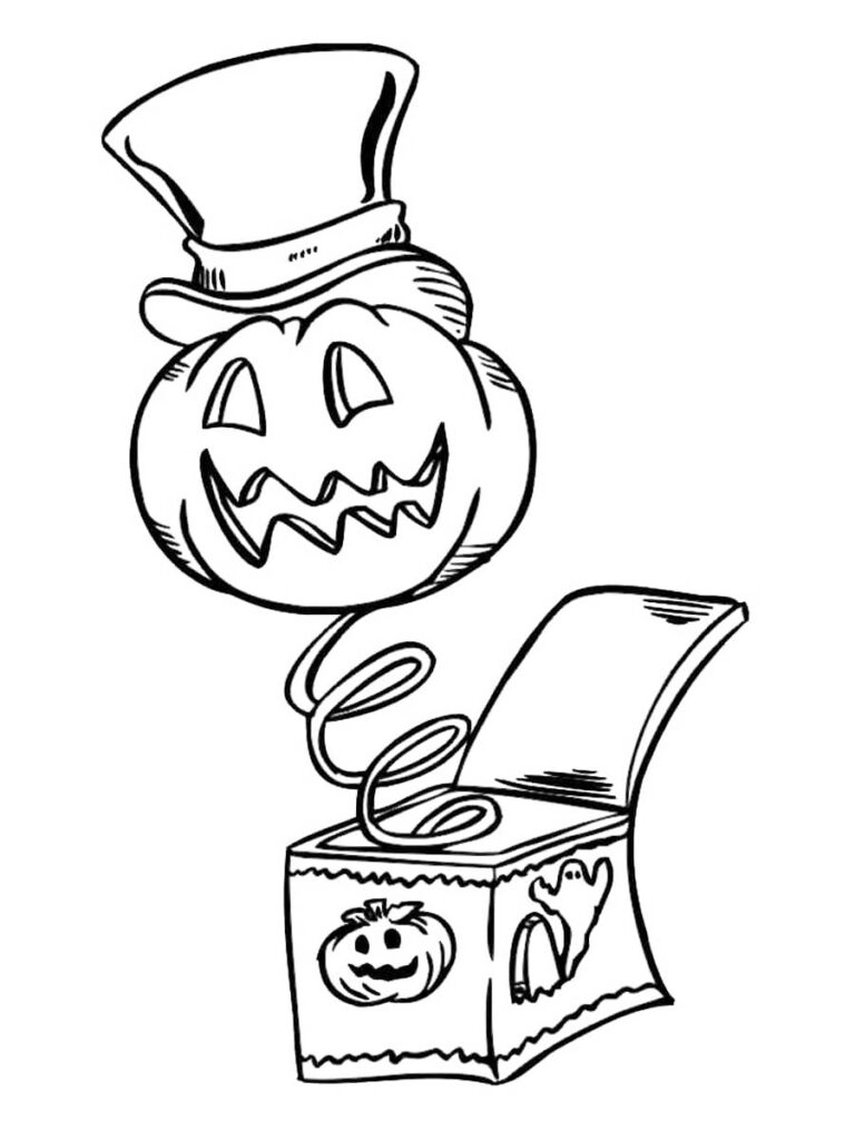 Jack O Lantern In The Box Coloring Page