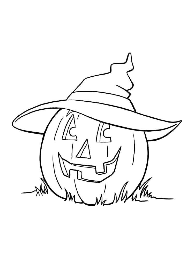Jack O Lantern With Witch Hat Coloring Page
