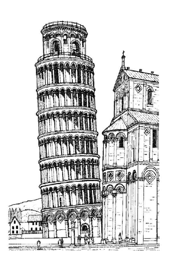 Leaning Tower Of Pisa In Italy Coloring Page