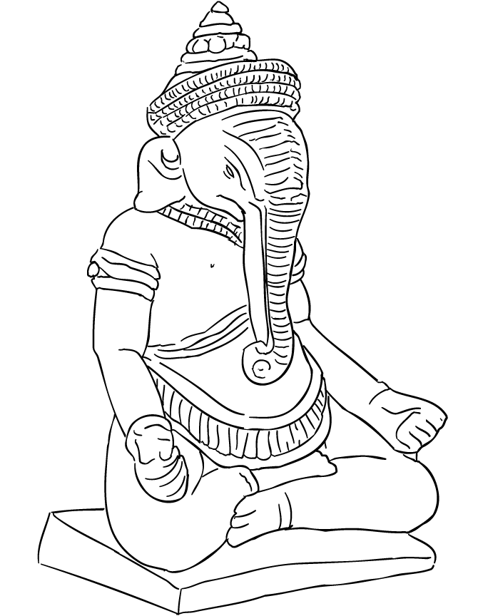 Lord Ganesha God Elephant Coloring Page