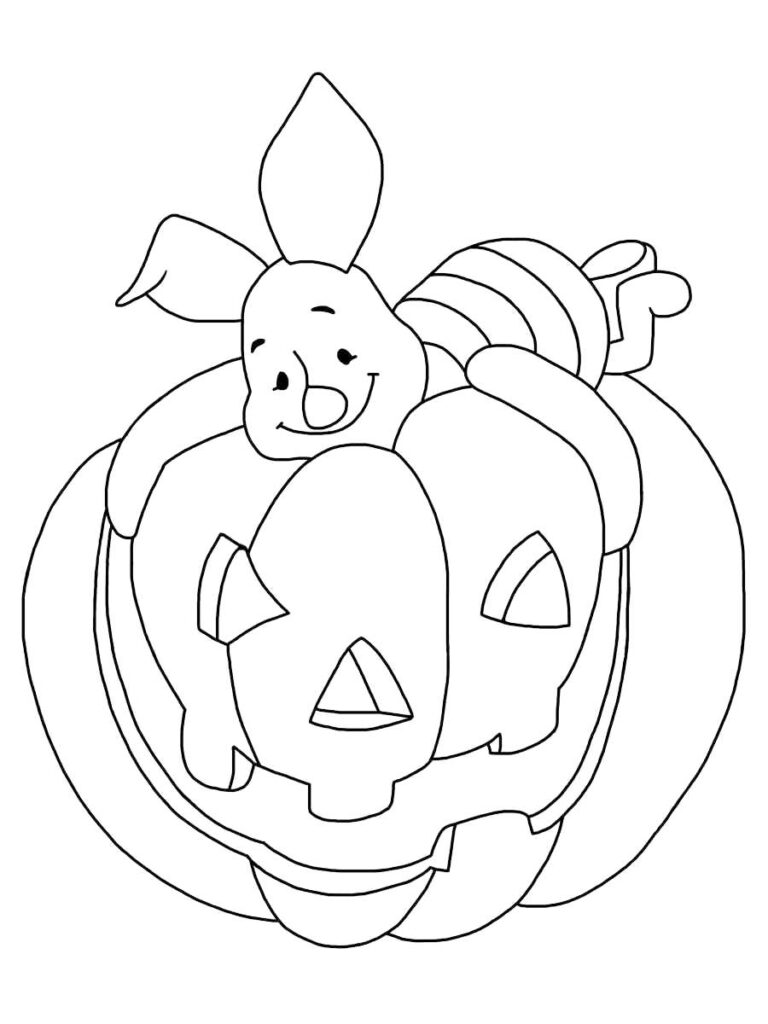 Piglet In Jack O Lantern Coloring Page