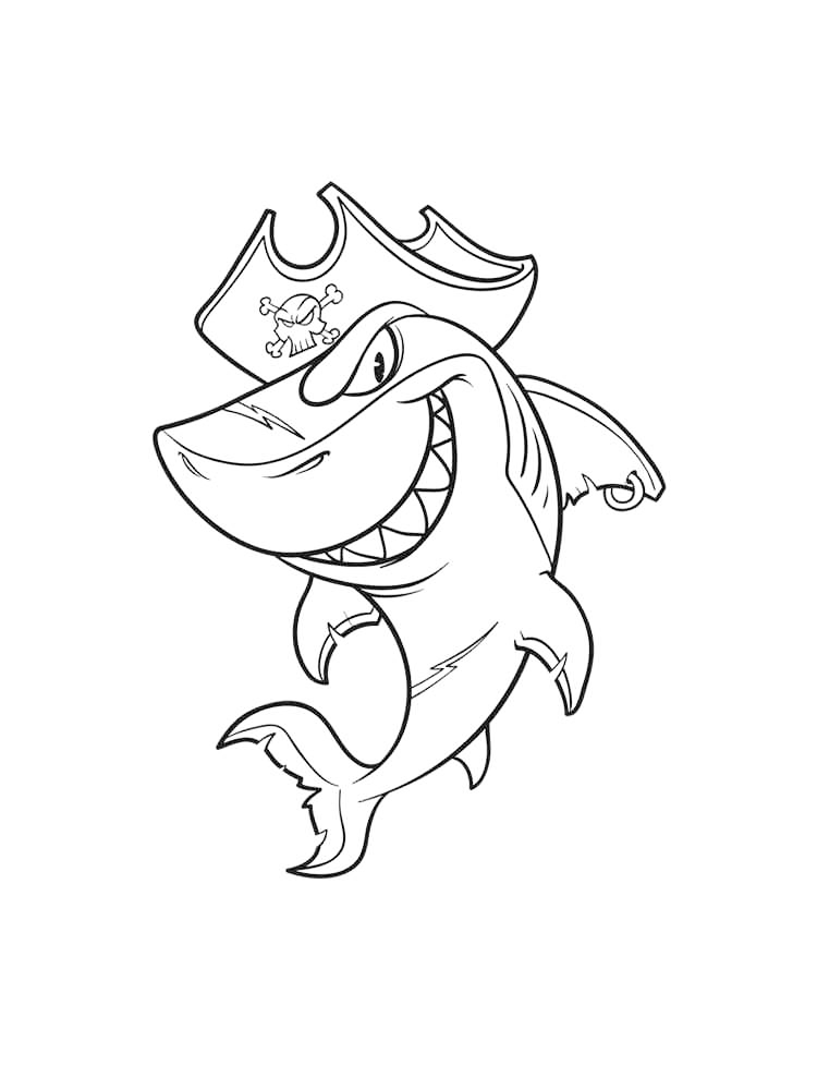 Pirate Tiger Shark Coloring Page