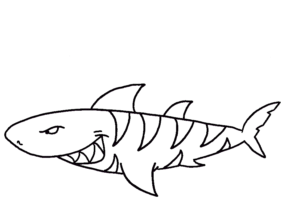 Smiling Tiger Shark Coloring Page
