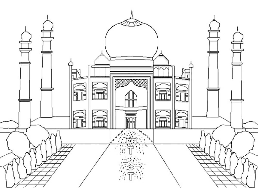 Taj Mahal Coloring Page