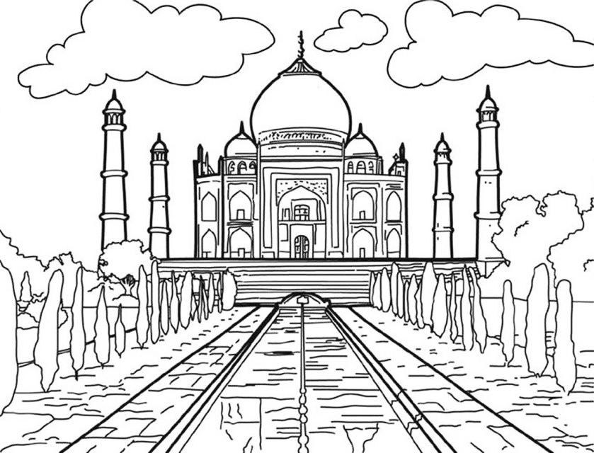 Taj Mahal India Coloring Pages