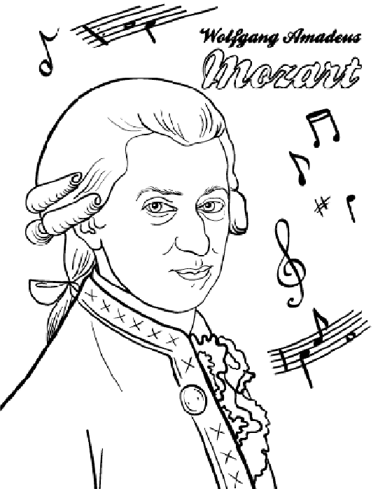 Wolfgang Amaddeus Mozart Austria Coloring Page