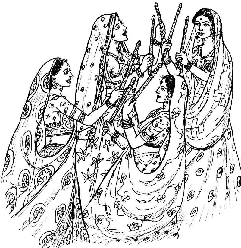 Women In India Coloring Page