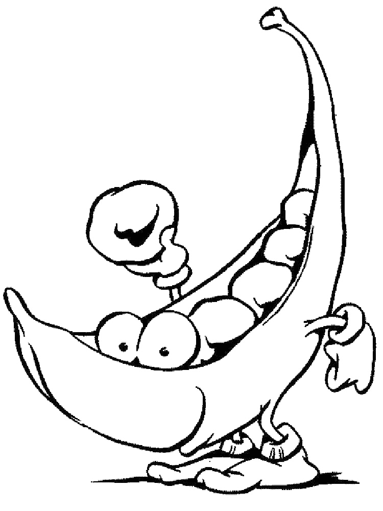 Animated Pea Character Coloring Page