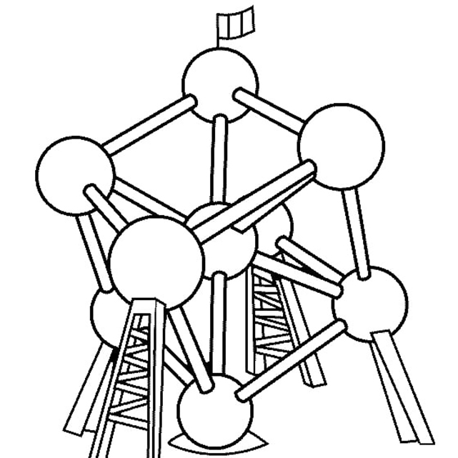 Atomium Belgium Landmark Coloring Page