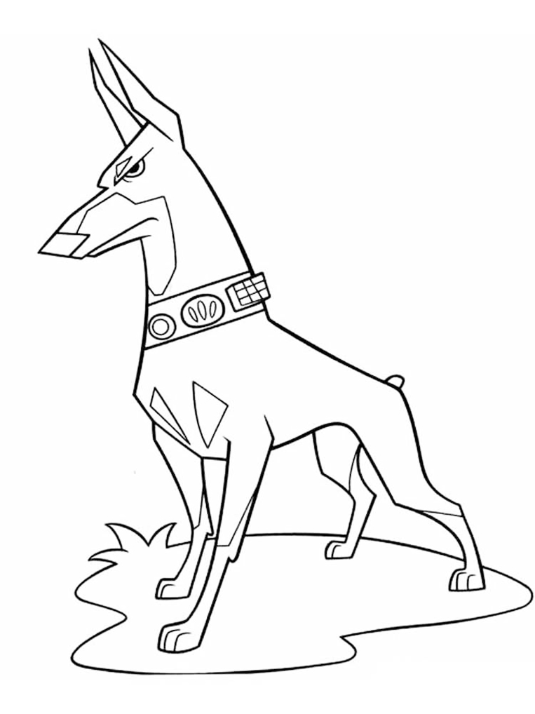 Cartoon Dobermann Coloring Page