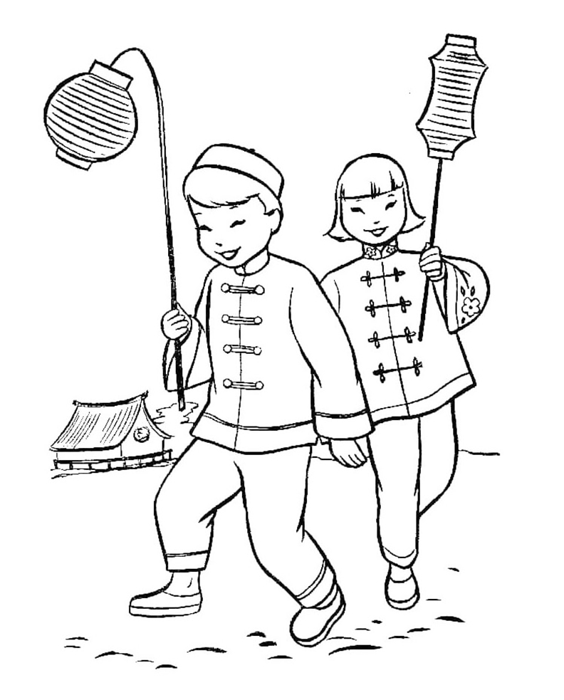 Children In China Coloring Page