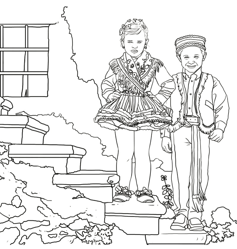 Children In Croatia Coloring Page