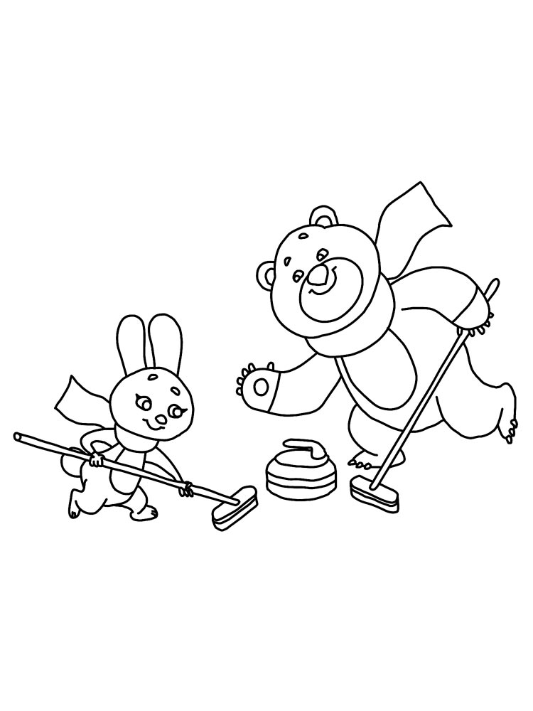 Cute Animals Curling Coloring Page