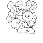 Cute Growing Radish Coloring Page