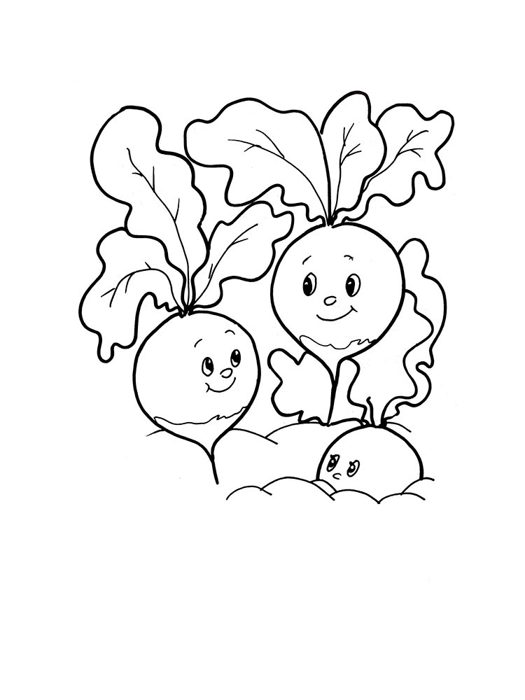 Cute Growing Radish Coloring Page
