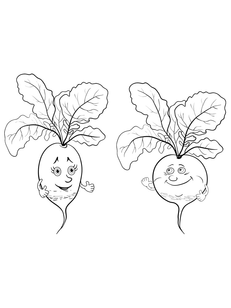 Happy Radishes Coloring Page
