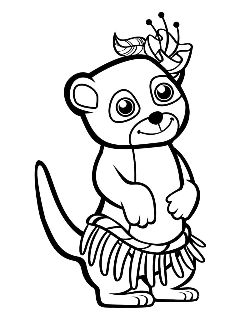 Hula Meerkat Coloring Page