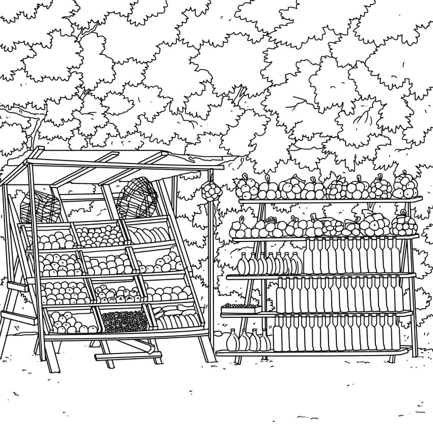 Market In Croatia Coloring Page