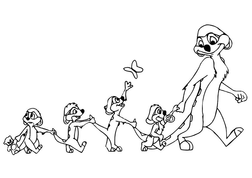 Meerkat Mom And Babies Coloring Page