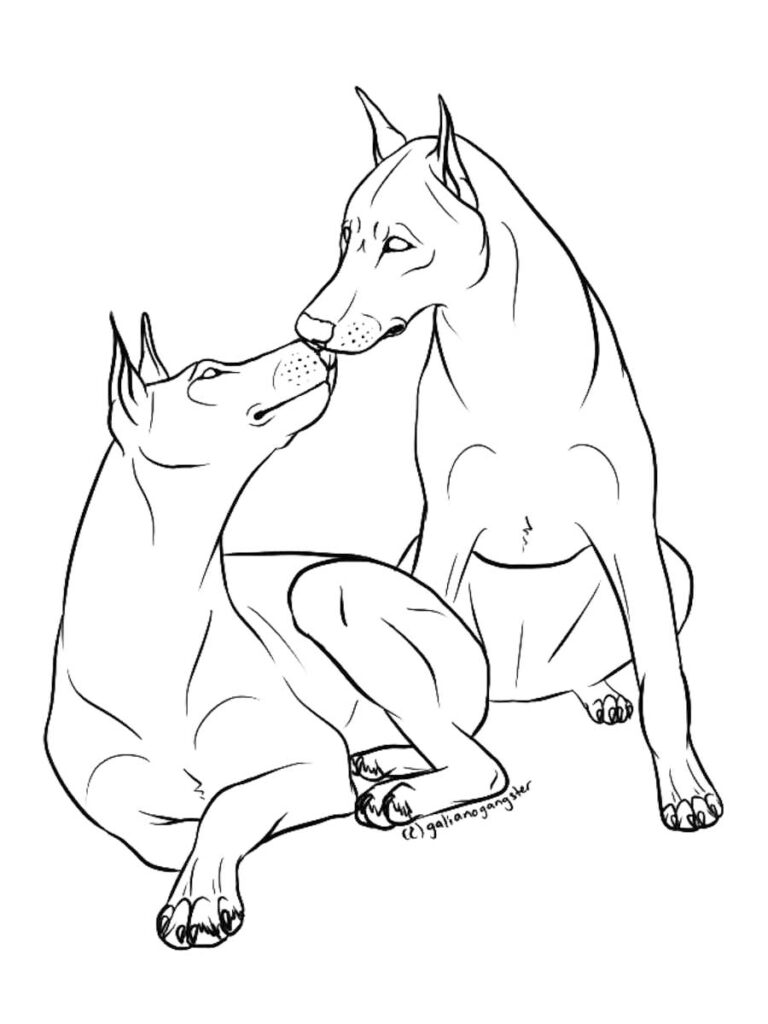 Playful Doberman Coloring Page