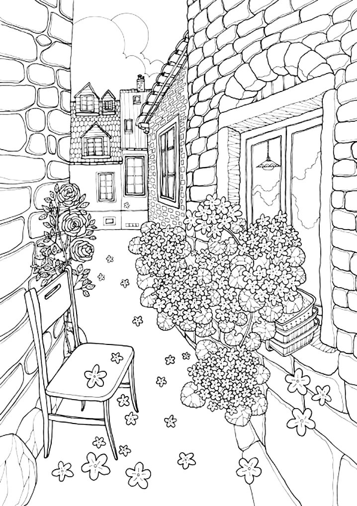 Pretty Walkway In Croatia Coloring Page