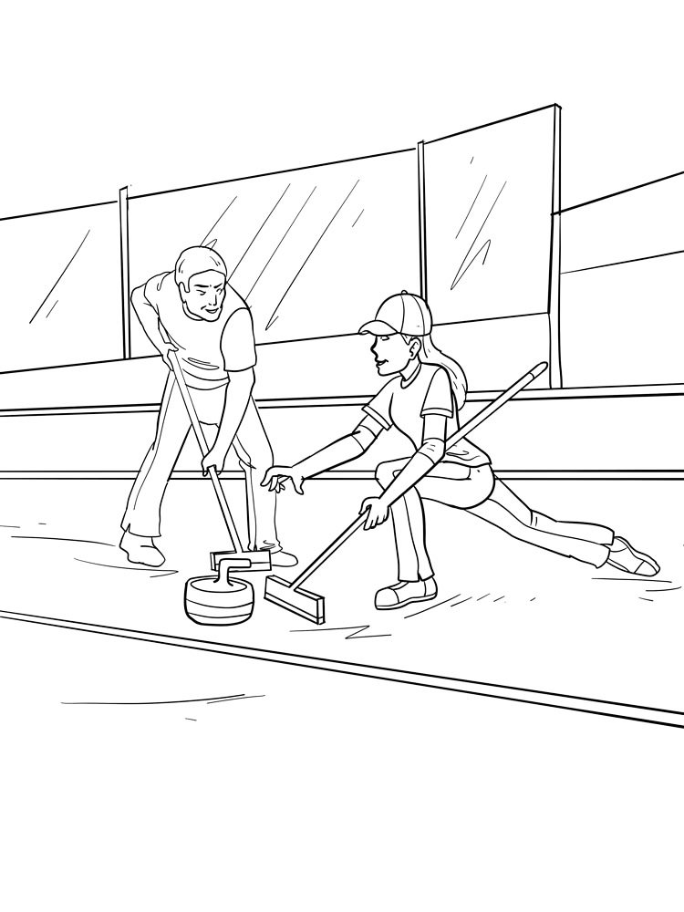Two People Curling Coloring Page