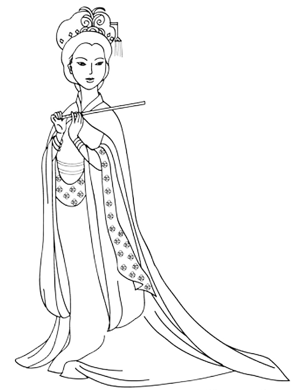 Woman In China Coloring Page