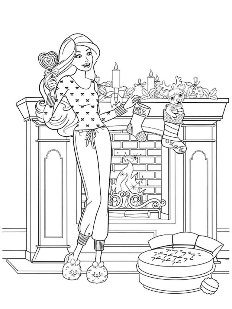 Barbie Christmas Stocking Coloring Page