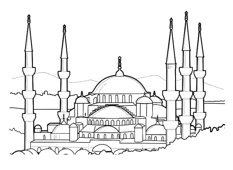 Blue Mosque In Turkey Coloring Page