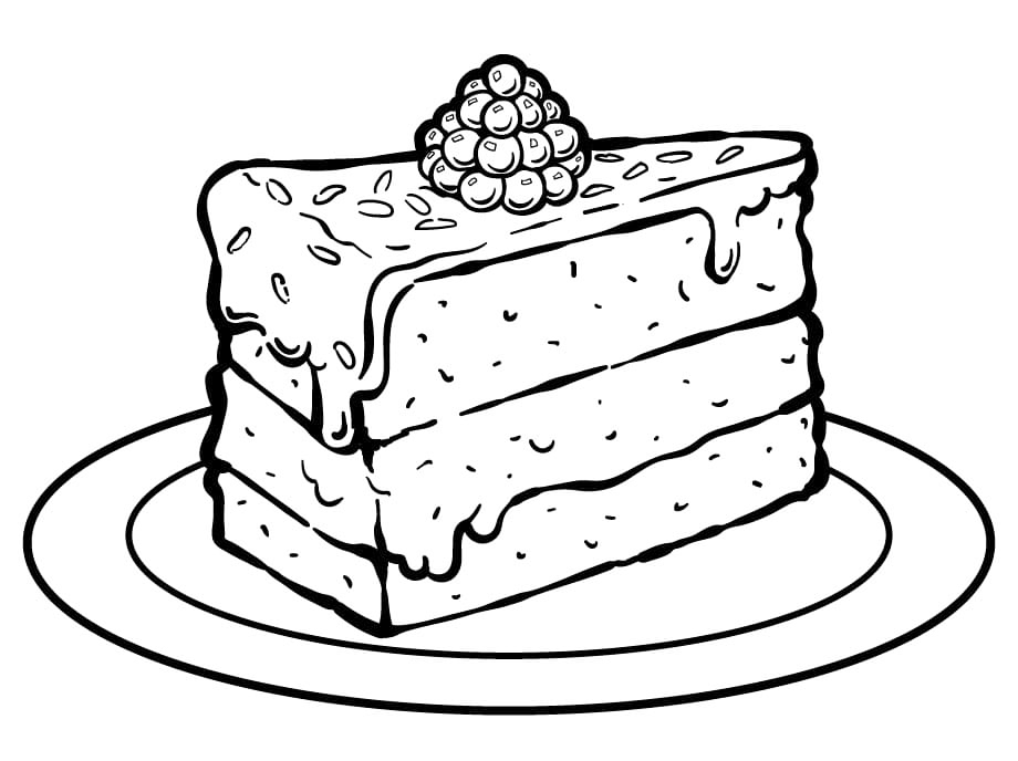 Cake With Fruit Coloring Page