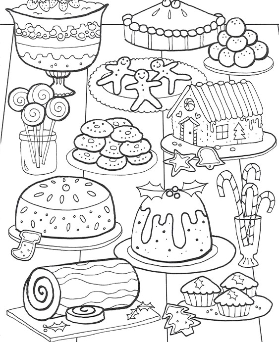 Christmas Desserts Coloring Page