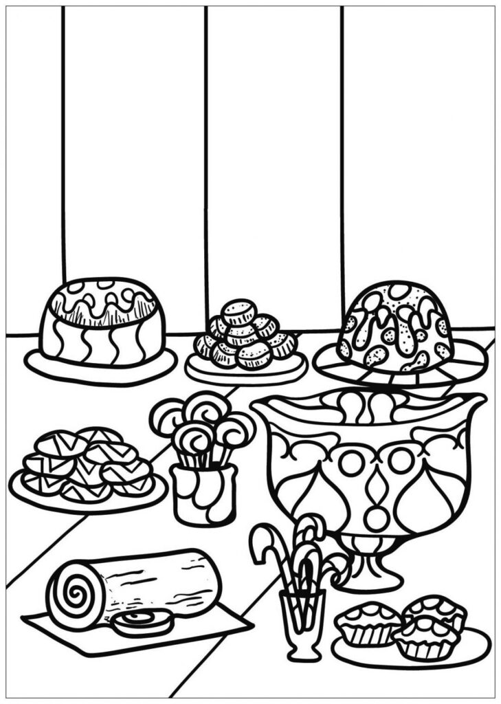 Christmas Fruitcake Dessert Coloring Page