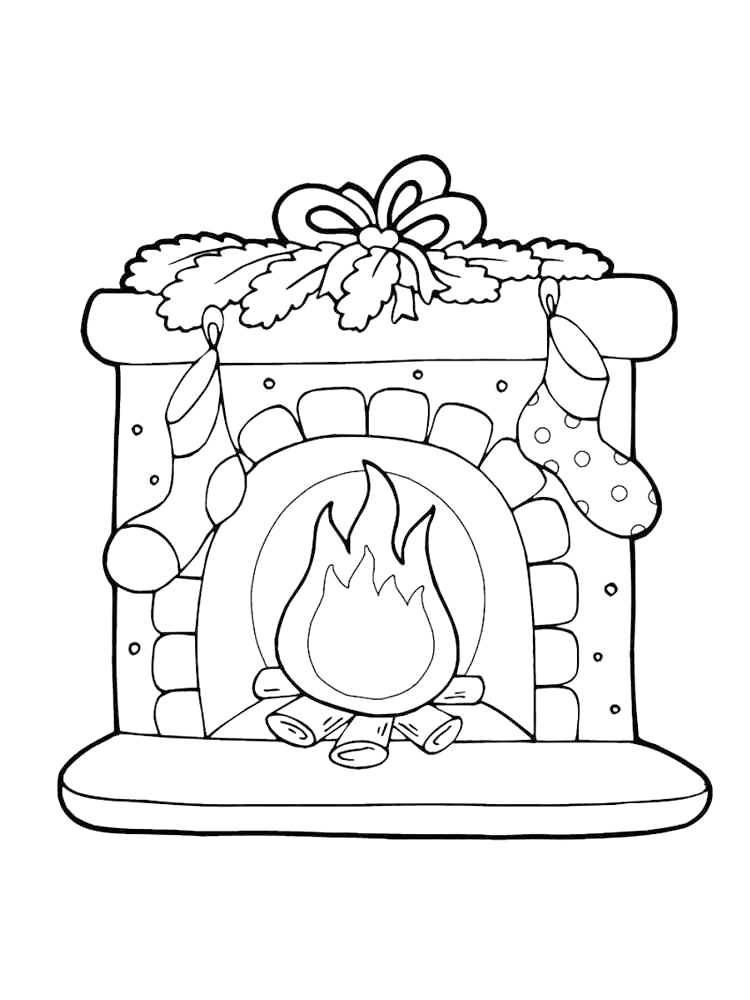 Fireplace With Stockings Coloring Pages