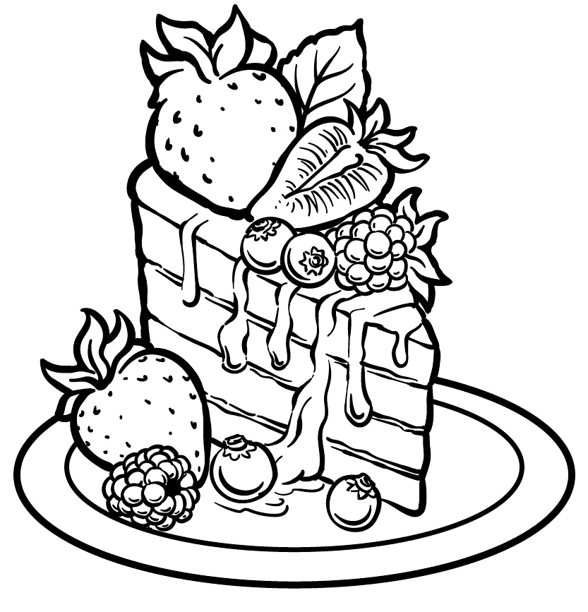 Fruit On Cake Coloring Page